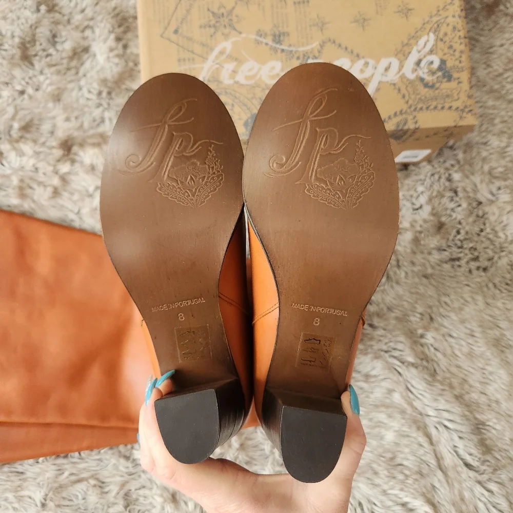 Free People‎ Georgie Over-the-knee Boots in Saddle Brown Leather